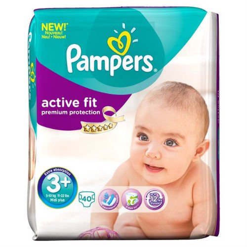 Pampers Active Fit Nappies Size 3+ Essential Pack 40 Nappies