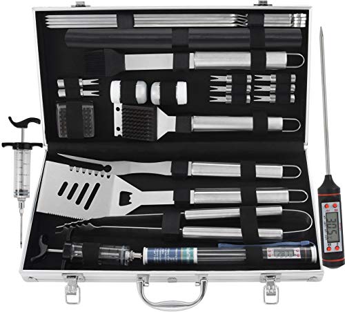 grilljoy Grillbesteck Set, 25er Edelstahl Grillzubehör im Etui