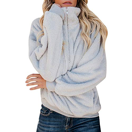 Preisvergleich Produktbild TianWlio Frauen Langarmshirt Bluse Hoodie Pullover Langarmshirt Kapuzenpullover Sweatshirt Herbst Warme Flauschige Winter Top Zipper Sweatshirt Damen Pullover Jumper