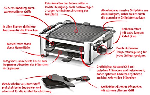 ROMMELSBACHER RCC 1000 Fashion – RACLETTE – 1000 Watt – chrom – 4 Personen - 2