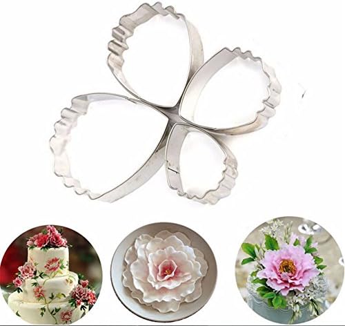 Affe 4Pcs Stainless Steel Peony Flower Fondant Cake Mold Cutter Craft