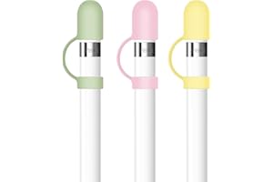 FORYEE 3 PCS Silicone Cap Cover Accessories for Apple Pencil 1st Generation Anti-Drop Rope Compatible Multiple Colors (Pink,Yellow,Green)