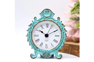 Fyne-Finds Vintage Style Small Mini Clock Boudoir French Vintage-style Shabby Chic Verdigris Toilet Ladies Clock