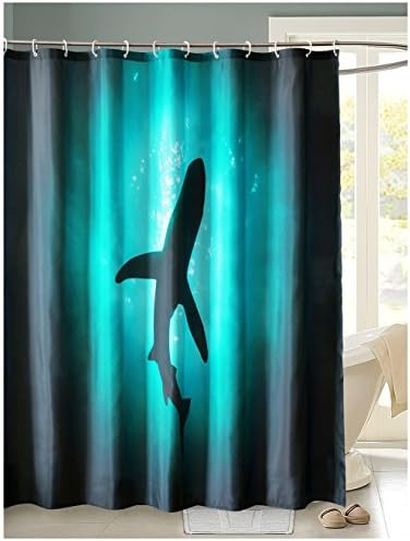 LanMeng Fabric Shower Curtain, Shark Dance in the Sea, Black Cyan (72-by-72 inches, 5)