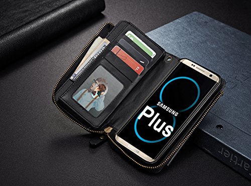 Samsung S8 Plus [6.2 „] Brieftasche Fall, LefRight [12 Card Slot] Vintage Leder abnehmbare Magnetic Flip Kreditkartenhalter Reißverschluss Handtasche Handgelenk Strap - 4