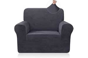 FreeBiz Sofa Covers 1 Seater Elastic Fabric Slipcovers Stretch Couch Slip Cover Plush Protector for Kids Pets Living Room Grey