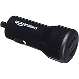 Amazon Basics - Cargador de coche, de 4,8 A / 24 W, 2 puertos USB, para dispositivos Apple y Android, Negro