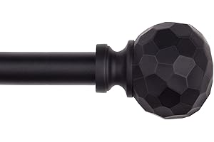 SZXIMU Curtain Poles for Eyelet Curtains,Curtain Rod for Windows 71 to 122 cm Drapery Rod with Diamond Pattern Black