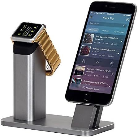 Apple Watch Stand, Aluminum iPhone Charging Stand Dock Station -- Support Apple Watch, iPhone X/8/ 7/7 plus/SE/5s/6S/Plus