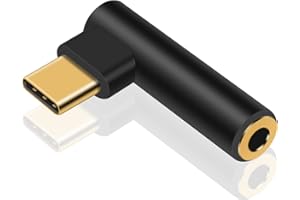 Duttek Adapter do słuchawek audio USB C na 3,5 mm, chip DAC USB typu C do Aux, adapter gniazda słuchawkowego, kąt prosty typ C do Aux do Samsung Galaxy, Huawei, Pixel 5/4/3 XL, iPad i innych (czarny)