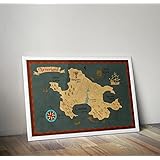 Disney inspirierte Nielandkarte, Peter pan drucken A2 16.5 x 23.4 Zoll