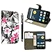 Produktbild Alcatel idol 4 (5.2'') Hülle, Kamal Star® Alcatel idol 4 (5.2'') Hülle , (Pink Flower Dark Grey Book) Schutzhülle Lederhülle Handyhülle aus Leder Flip Cover Taschenhülle mit Kreditkartenhaltern, Standfunktion, Geldbeutel, Magnetverschluss + Stylus (Pink Flower Dark Grey Book)