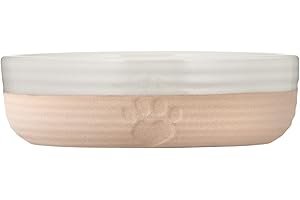 Mason Cash Hearts Paw Small Pet Bowl, 13cm Diameter, 250ml Capacity Ideal for Cats, Puppies & Small Dogs, Durable Stoneware, Dishwasher & Freezer Safe