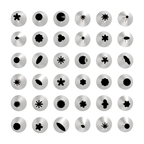 Kootek 42 Spritztüllen Set mit 2 Spritzbeutel Set & 2 Kupplung für Pralinen, Kuchen, Plätzchen, Keksen und Torten Deko Decorating Tools aus Edelstahl - 4