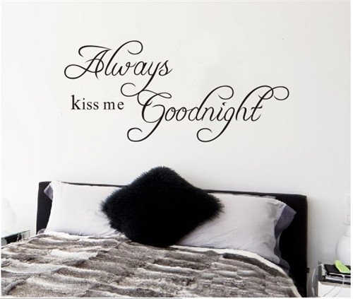 Toifucos Vinilos para pared Decorativos Pared Las Palabras en Inglés "ALWAYS KISS ME GOODNIGHT" para Sala y Habitación Stickers para Paredes( 58*26 cm)