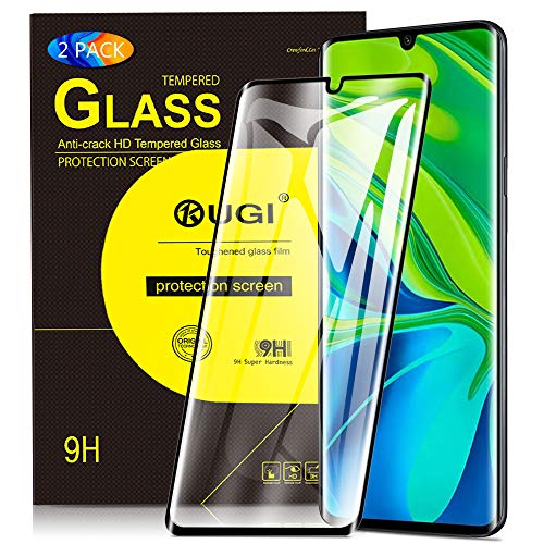 KuGi. Vetro Temperato per Xiaomi Mi Note 10/Note 10 PRO Pellicola, Vetro Temperato [Anti-Riflesso & Anti-Bolla] [Durezza 9H] Applicare Disegnato per Xiaomi Mi Note 10/Note 10 PRO (Nero)(2 Pezzi)