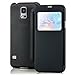 Produktbild Saxonia Tasche Samsung Galaxy S5 / S5 Neo Hülle Case Schutzhülle Flip View Cover mit Fenster und Kameraschutz Schwarz