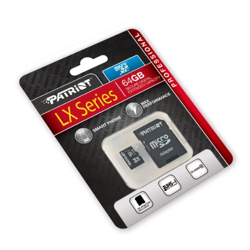 Patriot LX Series microSDXC 64GB Speicherkarte bis zu 70MB/Sek UHS-I Class 10 + SD-Adapter - 3