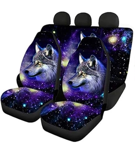 Jeiento Halloween Autositzbezüge - Lila Totenkopf Druck Wasserdicht & Rutschfest