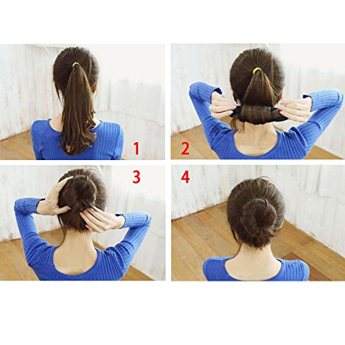 NALATI **Frühling Mode Frisur** 2 Stücke Hair Styling Former Magic Donut Ring Donut Hair Bun & Brautschmuck Haarknoten Frisurenhilfe Haarzopf L+S - 4