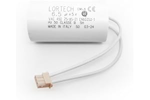 LORTECH Condensateur 6,5µF pour moteur Bubendorff avec connecteur - Ø30x55mm - Fond plat- Fabriqué en Italie