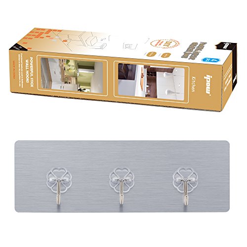 IPOW 12 Stück Haken Selbstklebend Wandhaken Handtuchhaken Kleiderhaken Wiederverwendbar Klebehaken für Küche, Badezimmer und Büro Ladegewicht bis 24kg 4 Pack mit je 3 Haken, Silber - 7
