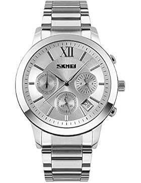 bozlun Herren Sport Edelstahl Chronograph uhr mit Analog Wasser Widerstand 30 m Datum Alarm silber