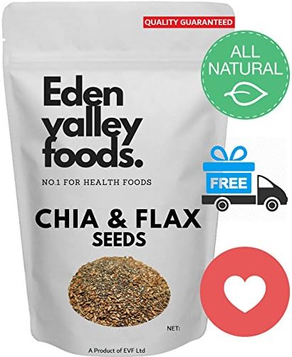 Eden Valley Healthfoods Organic Golden Flax Seeds + Chia Seeds 500g Resealable Pouch - Supports Weight Loss & Detox