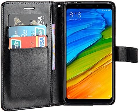 Case Redmi 5 Plus,Payxuan Wallet Leather Case Card Slots Flip Cover for Xiaomi Redmi 5 Plus,Black
