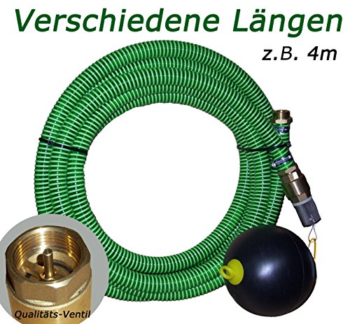 Preisvergleich Produktbild Brunnenandi Saugschlauch 1" versch. Längen_-=-_ für Elektropumpen Hauswasserwerk, Hauswasserautomat fördern aus Brunnen o. Regentonne geeignet_-=-_ Saugschläuche + Schwimmerventil -=- (**z.B. 4m**)
