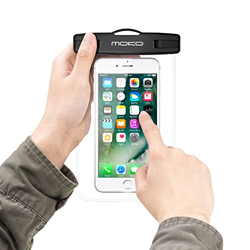 MoKo Wasserdichte Hülle Tasche Beachbag mit Halsband für iPhone 7 6 5SE 6S 7 Plus, Samsung Galaxy S7 Edge S6 S7 J5 A5, 4-5.7 Zoll Smartphone, Schutzhülle für Strand, Wandern, Outdoor – IPX8, Transparent - 4
