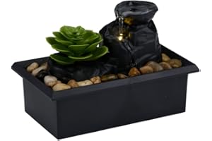 Arti Casa Fontanna pokojowa – ozdoba wodna z zasilaniem bateryjnym – w zestawie oświetlenie LED – dekoracja pokoju – 10,5 x 17,5 x 12 cm