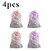 Produktbild YuamMei 4 Packs Mesh-Wäschesack, schwere Hängekordelzug, Anti-Deformations-großer Waschsack für Waschmaschine, Reisen, Apartment (weiß, 24x36 Zoll)