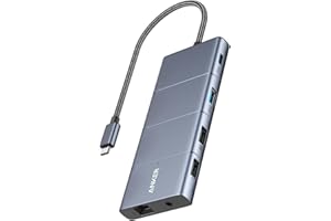 ‎ANKER Anker Hub USB-C 565 11 w 1, 10 Gb/s, porty danych USB-C i USB-A, 4K HDMI, DisplayPort, 100 W PD, 2 dane USB 2.0, Ethernet, AUX, microSD i SD, odpowiedni do XPS i wielu innych