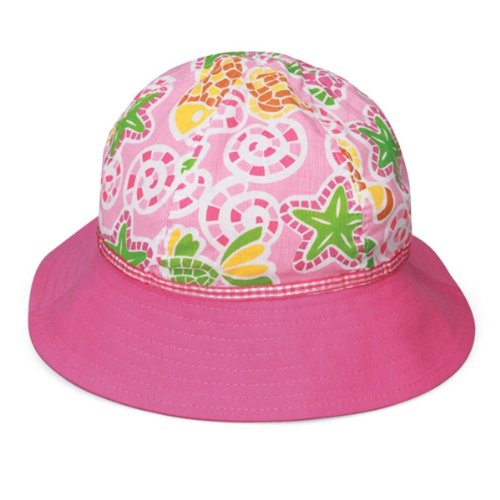 Wallaroo Girl's Platypus UV Sun Hat - Pink Starfish, 1-2.5 Years