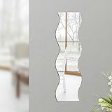 6pcs Silber Wellenmuster Dekor Kunst Abziehbild Spiegel Stil Wandaufkleber Kindzimmer - 4
