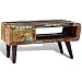 Produktbild WT Trade Design Couchtisch Kaffeetisch mit Abgerundeter Seite | 90 x 45 x 45cm | Massivholz Altholz | TV-Lowboard Wohnzimmertisch Recyceltes Holz | Industrial Rund Vintage