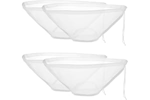 STYQUENZER 4 Stück Nussmilchbeutel, Feinmaschiges Passiertuch Wiederverwendbar Schüsselform Nylon Käsetuch Abseihtuch mit Kordelzug Filterbeutel für Käse Fruchtsaft Mandel Joghurt Wein Tofu Kaffee