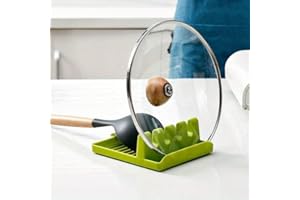 CBL COSMETICS BEAUTY LOVE ONLINE Green Spoon Rest for Stove Top with Drip Pad - BPA Free Spoon Holder Utensil Rest for Kitchen Counter - Grill Utensil Holder for Spatulas, Ladles, Tongs, Lids