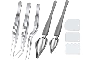 YXHZVON Chef Art Pencil Chef Decoración Lápiz Cuchara de Chef, Juego de Herramientas de Dibujo Culinario Pinzas para Alimentos, Raspadores de Masa Juego de Placas de Plástico para Decoración Culinaria