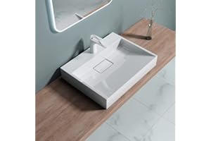 DB DUROVIN BATHROOMS Durovin Bathrooms Luxurious Cast Stone Resin Bathroom Basin - Wall Hung Or Countertop Basin Sink One Tap Hole - Concealed Waste - 600 x 380mm (WXD)