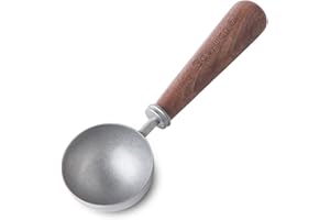 Easyworkz Cucchiaino da caffè retrò in acciaio inox con manico in noce nera, 10 g – Cucchiaio dosatore (vintage)