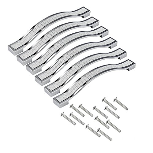 Vnfire 6 x Kristall Möbelgriff Stangengriff Küche Schrank Schublade Tür Griffe Silber B 128mm