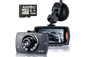 ANYOO Dash Cam,1080P Full HD Dash Camera for Cars Front with 2.5-Inch LCD Screen, 170°Wide Angle, Capture Clear Images Day and Night with 16G TF Card