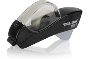 Eagle Distributeur automatique de ruban adhésif et pistolet à ruban adhésif avec 1 rouleau de 12 mm et 1 rouleau de ruban adhésif de 19 mm (noir)