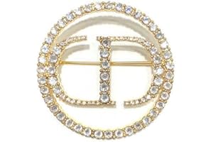 KOFOT CD Rhinestone Alphabet Brooch Pin Letter Rhinestone Brooch Lapel Pin Crystal Brooch for Women Circle Rhinestone Brooch Pin Badge Luxulry Jewelry Gifts