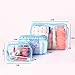 Qianle Women Transparent PVC Clear Waterproof Makeup Wash Holder Pouch Blue L