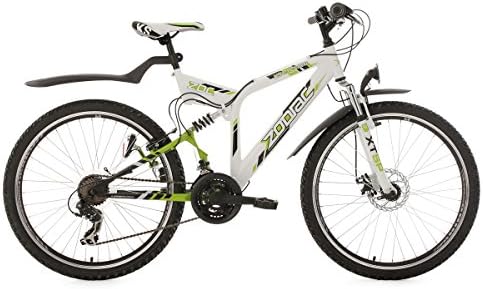 Full Suspension Mountain Bike 26" Zodiac White-Green 21 Gear KS Cycling