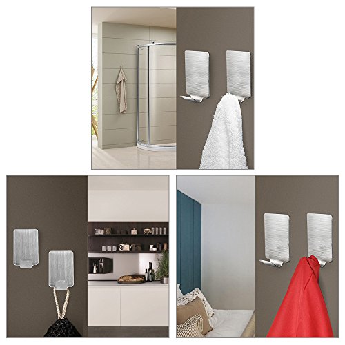 Rovtop 10 Stück selbstklebend Haken Wasserdichte 304 Edelstahl Haken für Küche Badetücher etc. Silber - 6