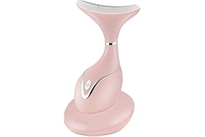VRAIKO Iris Massaggiatore per Collo e Viso,Strumento di Sculpting Faciale con Base di Ricarica,Massaggio Microcorrente per Sollevamento,LED Triple-Action e Termico per Migliore Assorbimento (Rosa)